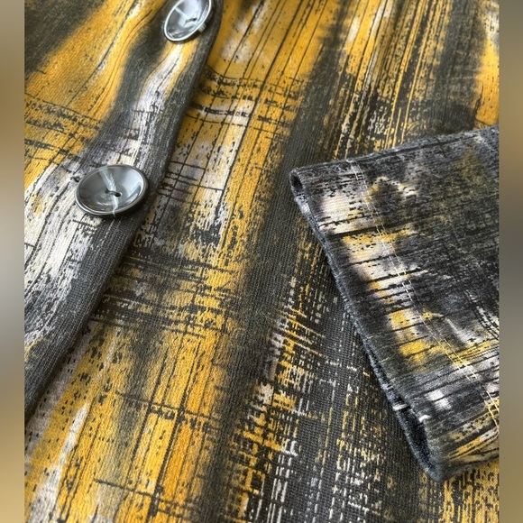 [M]Chalet et Ceci Brown Gold Abstract WMN Knit Soft Oversized Blazer Coat - Picture 6 of 13